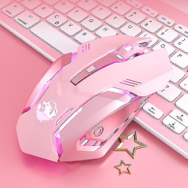 Bluetooth trådløs mus, sød pink, lydløs, genopladelig gaming-mus