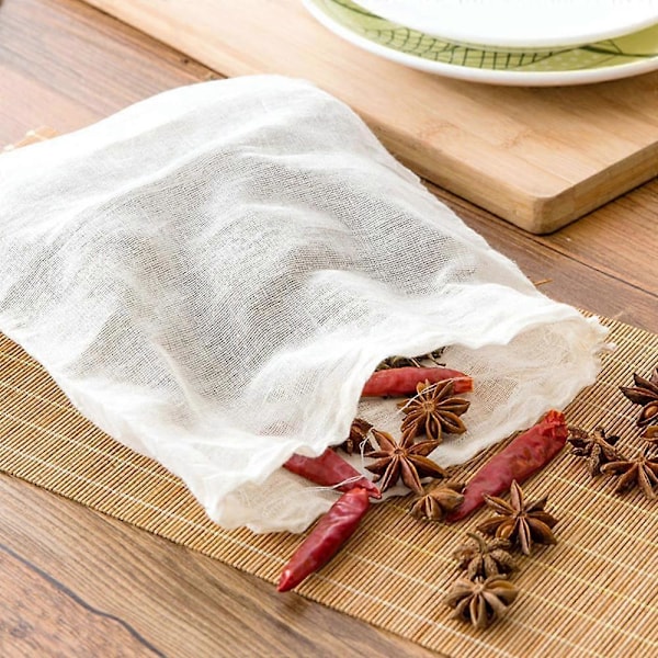 30 Krydderposer for Matlaging - Gjenbrukbare Osteklutposer for Silning, Te, Suppe - Muslinposer med Snøring