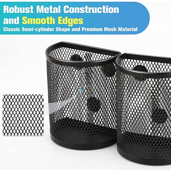 Crday Magnetisk Penneholder, 2 Pakke Mesh Blyantholder Til Skrivebord Skab Organizer Markør Gave