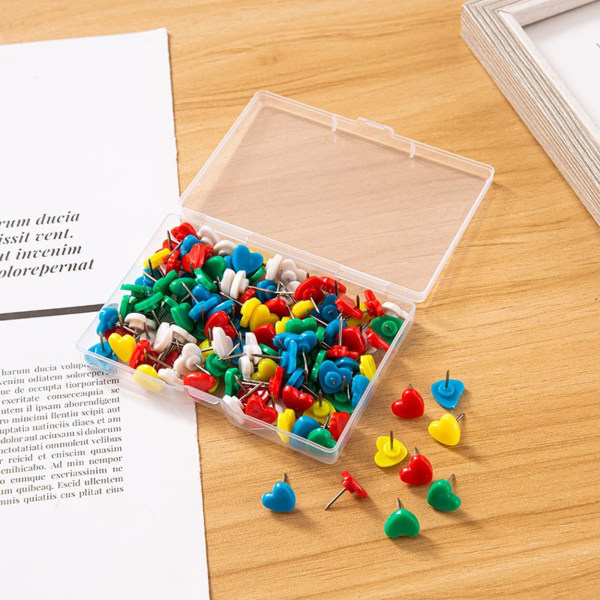 Farverige Hjerte Push Pins, Plastikhoved Tommelfinger Tacks Kort Tegne Pins, Søde Push Pins til Væggen Tegnetavle, Kort Markører eller Opslagstavle (100 stk)
