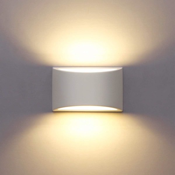 LED-vegglamper innendørs moderne hvit gipsvegglampe 7W varmhvit LED-lampe opp og ned vegglampe for stue, soverom, gang