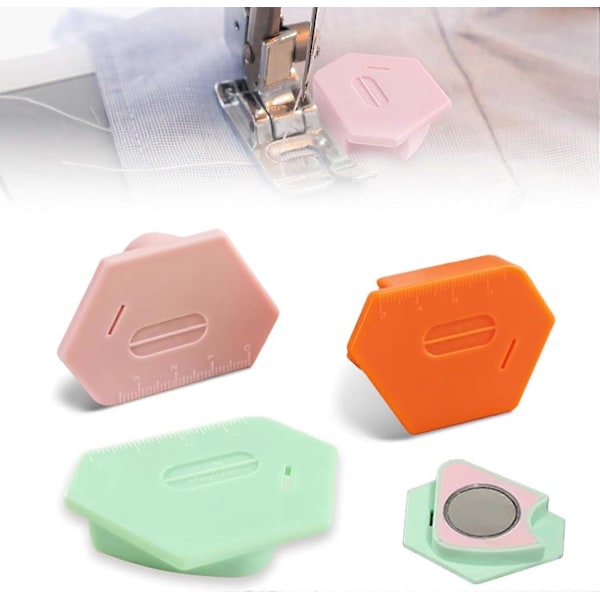 3 st Magnetisk Sömnadsguide för Symaskin, Multifunktionell Polygonal Fållguide med Skala, Universellt Sytillbehör & Material