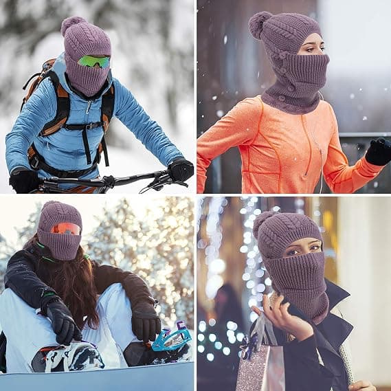 Vinter Varme Strikket Hue & Halsvarmer Sæt