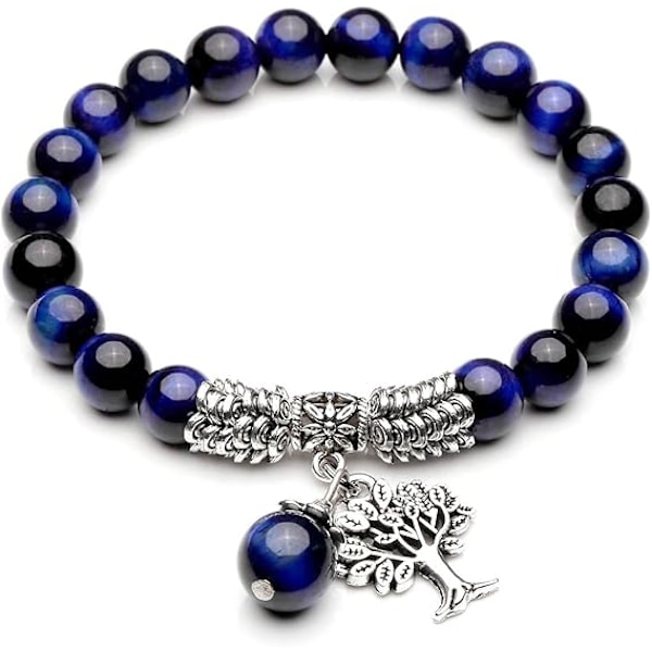 1PCS Livets Träd Stretch Armband Reiki Healing Kristall Ädelsten Pärlor Armband, Födelsedag Lycka Sten Smycken Blue Tiger Eye