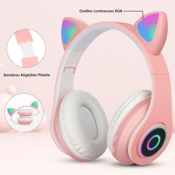 Trådløse hovedtelefoner - Uplayteck - Foldbart Bluetooth Chat Headset med mikrofon Stereo øretelefon til børn piger til telefon PC