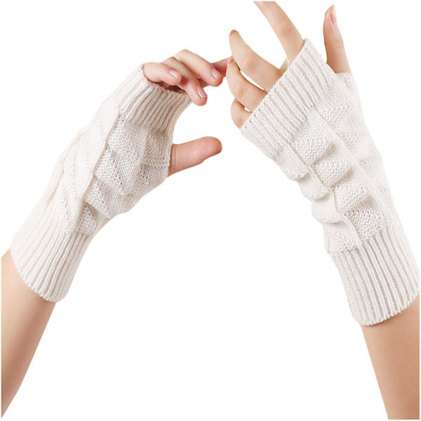 Kvinne Jente Strikket Arm Fingerless Hold Varme Vinterhansker Myk Varm Vott