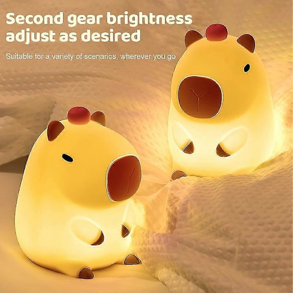 Capybara Nattlampa Barn, Dimbar Capybara Nattlampa, USB Uppladdningsbar Capybara Lampa - Kawaii Djurformad Silikonlampa - Present till Barn, Pojkar