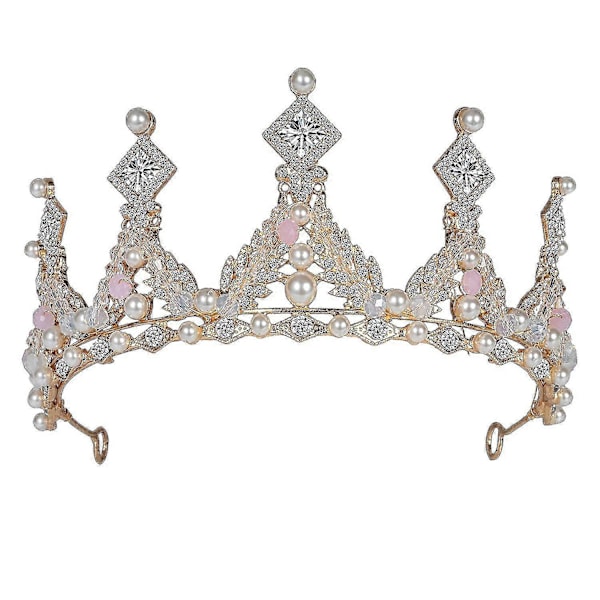 Krystallprinsessekrone for jenter, gull barnebursdagstiaraer med rhinestones hodeplagg tilbehør for jenter bryllup skoleball kostymefest