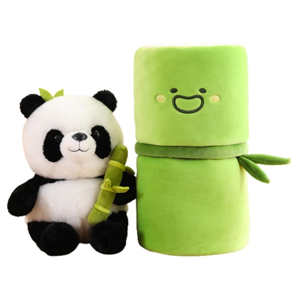 Simuloitu bambuputki Panda-nukke Mukava pehmuste Täytetty Tyyny Lapsille Pojille Tytöille Bamboo Tube Panda 30CM