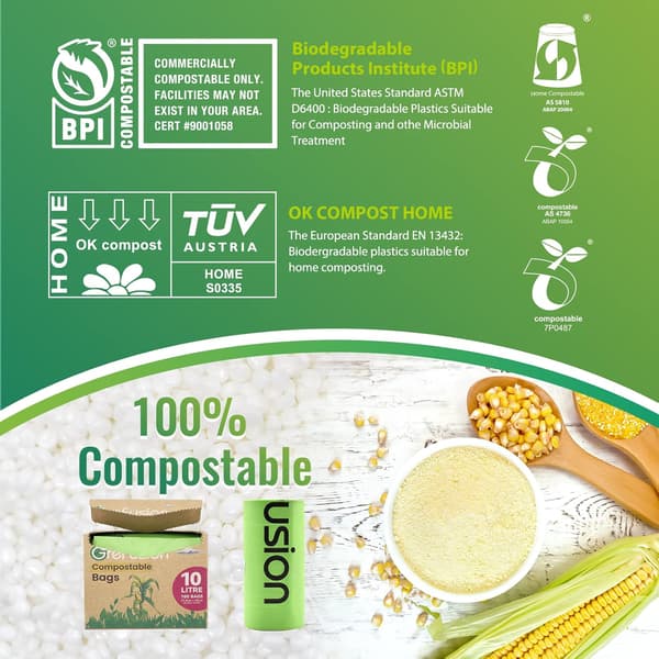 Komposterbare Caddy Liners 10l x 100 stk. madcaddyposer Køkkenaffaldsposer 10 liter