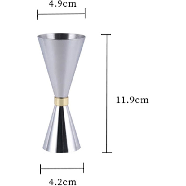 Cocktailmåler, rustfrit stål dobbeltsidet cocktailmåler, sølv målebæger til professionel bartender 30ml X 45ml målebægre Hy