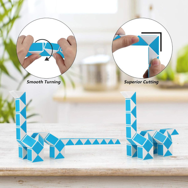 Magic Snake Cube, 24 delar 3D-pusselleksak, blå
