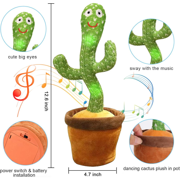 Tanssiva kaktuslelu toistaa sanasi, puhuva kaktuslelu laulava kaktuslelu matkii lelu vauvan lelut vuoden ikäisille pojille tytöille lapsille lahjat