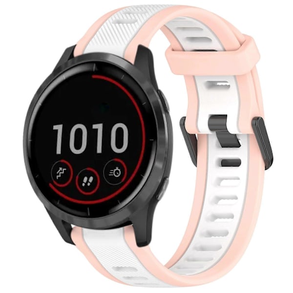 22 mm silikoninen ranneke Garmin Vivoactive 4 -kelloon White Pink