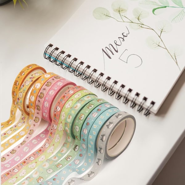 18 Rullar Washi Tejp Set, Dekorativ Scrapbooking Maskeringstejp, Guldfolie Djur Dekorativ Washi Tejp, Pastellfärg Scrapbooking Tejp