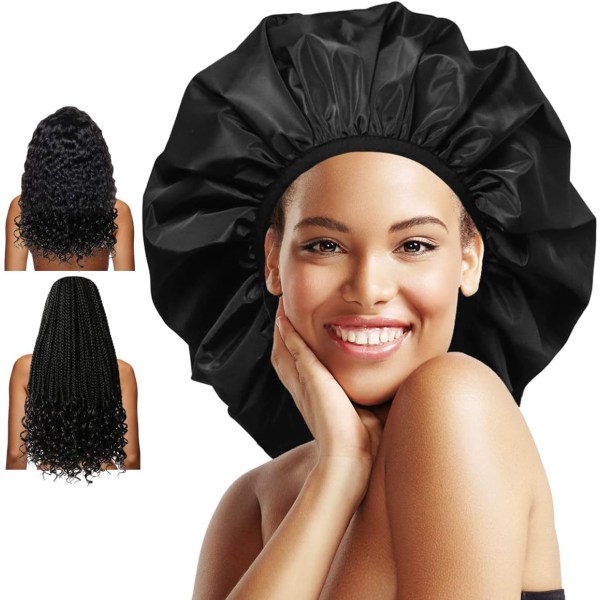 Extra Large Shower Cap, Double-Layer Waterproof Reusable