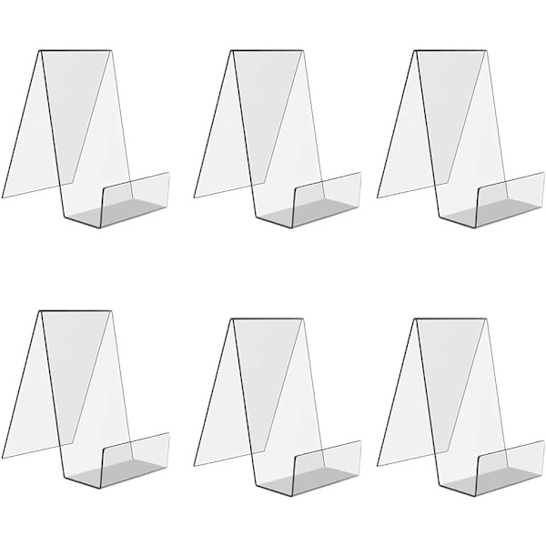 6-pack Akryl Bokstöd, Transparent Bokdisplayställ, Bokstöd för Visning