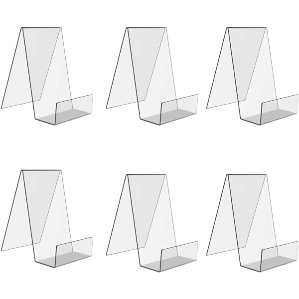 6 Pakker Klar Akryl Bogestøtte, Transparent Bog Display Stativ, Bogestøtter til Visning