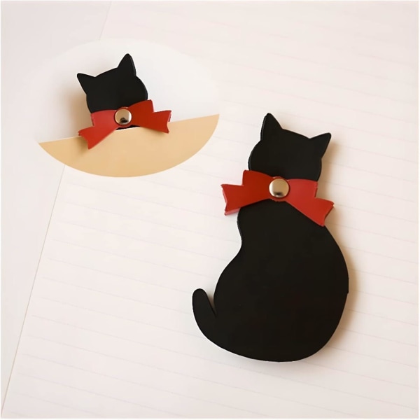 Läderbokmärken - Svarta kattungebokmärken - Sidhållare för studentbok - Handgjorda - 2st