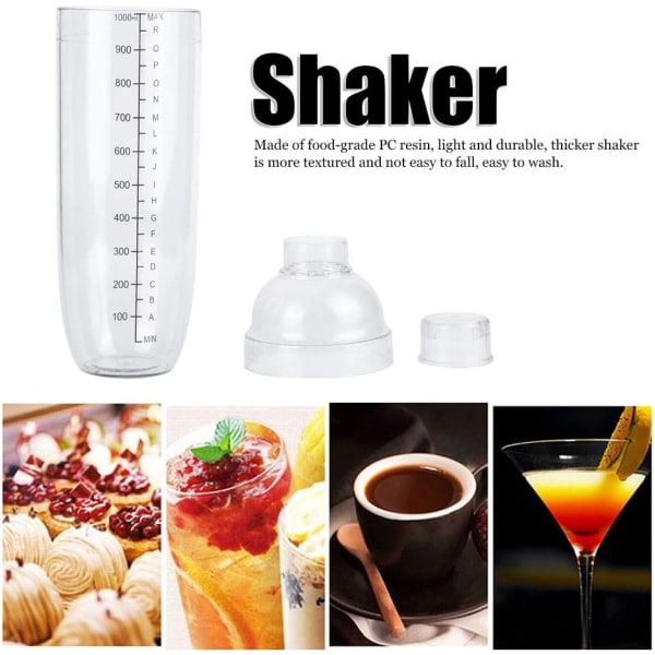 Protein Shaker-flaske, Bærbar Anti-Skli Salatdressing Shaker for Fest for Restaurant for Bar for Melketebutikk for Hjem (1000ml)