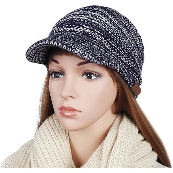 Talvinen lämmin poninhäntäpipo Navy White