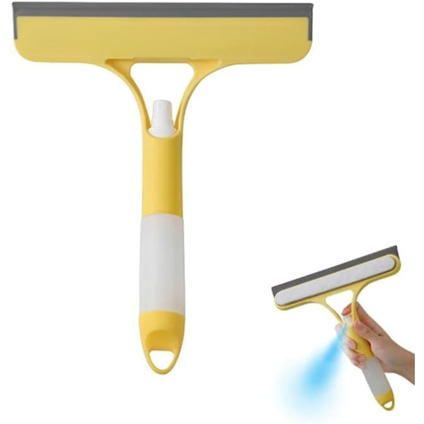 3-i-1 Squeegee-Torkare Sprayflaska för Bil Inomhus Utomhus Fönster Kakel & Glasrengöring, Multifunktionell Rengöringsuppsättning - Spraya, Torka, Skrapa (Gul)