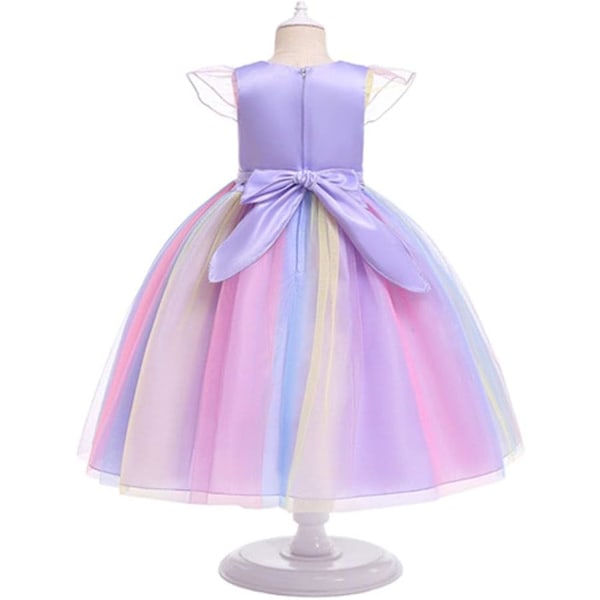 Barn Enhörningsdräkt Klänning, Flicka Enhörningskjol, Blommor Flicka Ärmlös Festkläder, Födelsedagskläder Festkläder Purple 110cm