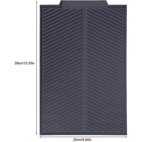 Rektangulär avloppsmatta av silikon Halkfri torkmatta Värmebeständig bricka Skålmatta (grå) Hy