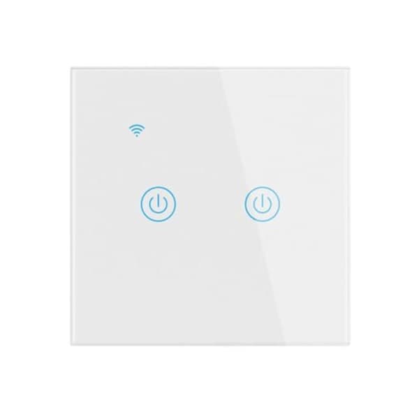 WiFi smart väggströmbrytare, glas touchpanel, kompatibel med Alexa och Google Assistant (2-facks)