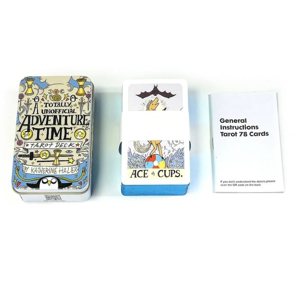 Adventure Time Tarot Deck i en metalæske med forgyldt kant - Spilkort til brætspil, orakel, familiespil og spådom