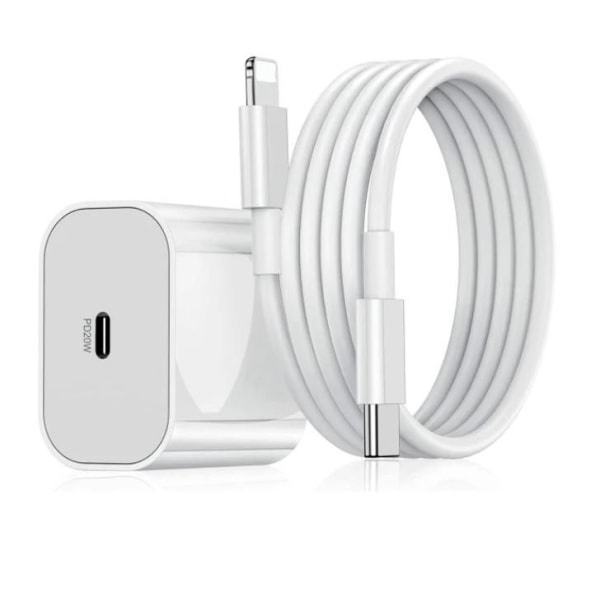 iphone hurtiglader USB-C strømadapter 20W + 2m Kabel Hvit - 1st Laddare & 1st 2m laddkabel