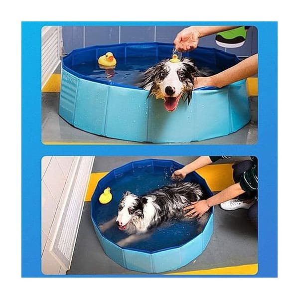 Sammenleggbart hundebasseng, hundebadebasseng, blått hundebadekar (størrelse: 60 x 20 cm)