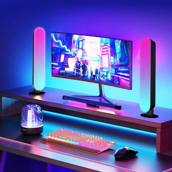 2 stk. LED-lysstrimler med stemmestyring RGB TV-baggrundsbelysning Musiksynkronisering Ambiente-lysstrimler Spilbelysning med fjernbetjening
