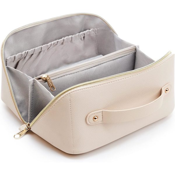 Kosmetikpung med stor kapacitet til damer, penalhus, makeup-taske, makeup-taske Beige l