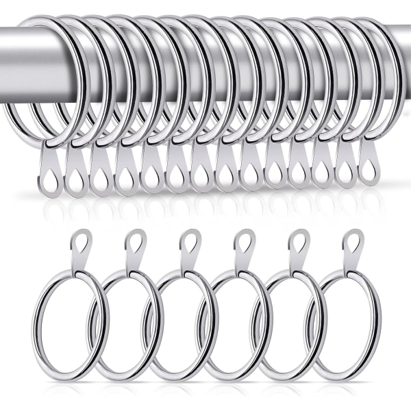 Curtain Rings 20 Pcs – Bigger Curtain Rings Metal with 32mm Inner Diameter & Eyelets for Window Rods, Shower Curtains, Decorative Drapery  - Silver