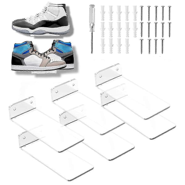 6-pak flydende sko display, hylder vægmontering leviterende sko display stand til sneaker samling