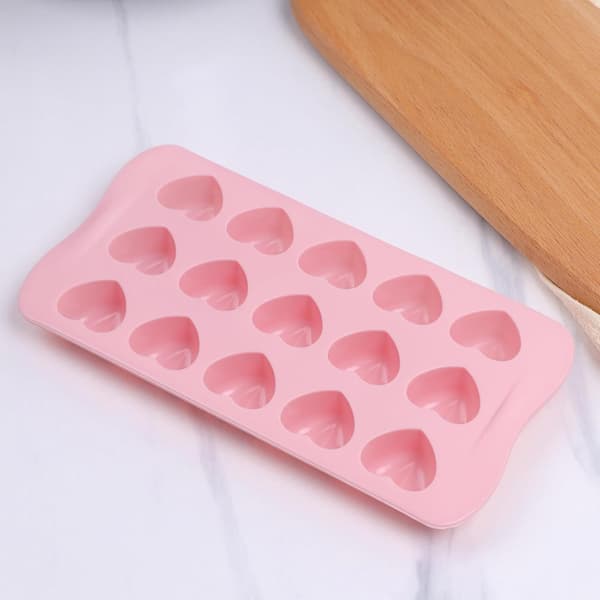 Hjerteformet Silikonform, 2 stk Mini Geometriske Sjokoladeformer for Baking, Rosa