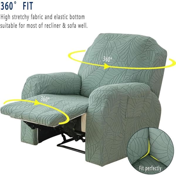 Jacquard hvilestolsbetræk, 1-personers, strækbart polyester/elastan med elastisk sidelomme, matcha grøn