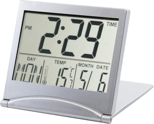 Bordsklocka Silver Digital LCD Temperatur Larm NY Kontorsdagsklocka