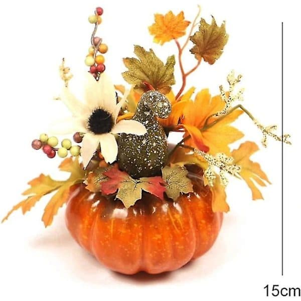Höstdekoration Pumpa Lönnlöv Blommor Bonsai