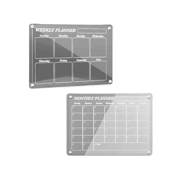 Magneettinen akryylikalenteri jääkaapille Kirkas Jääkaappikalenteri Kuivatyhjennä Magneettiset suunnittelutaulut Set Kynä Uudelleenkäytettävä