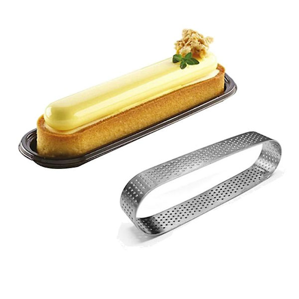 10 kappaleen soikea tartti rengas, rei'itetty leivontarengas, leivonnainen rengas, ruostumaton teräs kakku tartti muotti renkaat, baki