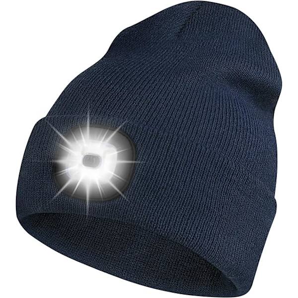 LED-belyst stickad vintermössa