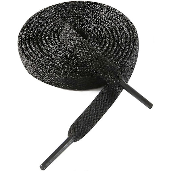 Litteät Kengännauhat Tennareihin 8mm Leveät Kengännauhat Tennareihin Premium Tennarikengännauhat Korvaavat Nauhat Urheilukenkien Nauhoiksi Black 47-  ( 120 cm )