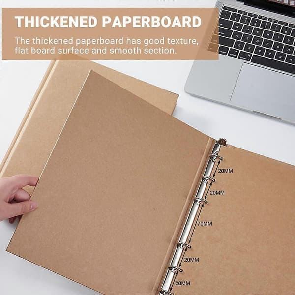 A5 6-ringsbind, A5 ringbindmapper, A5 ringbind 6 huller, Kraft a5 mapper til tilføjelse af brochureomslag scrapbookingpapir løse ark, 2 stk