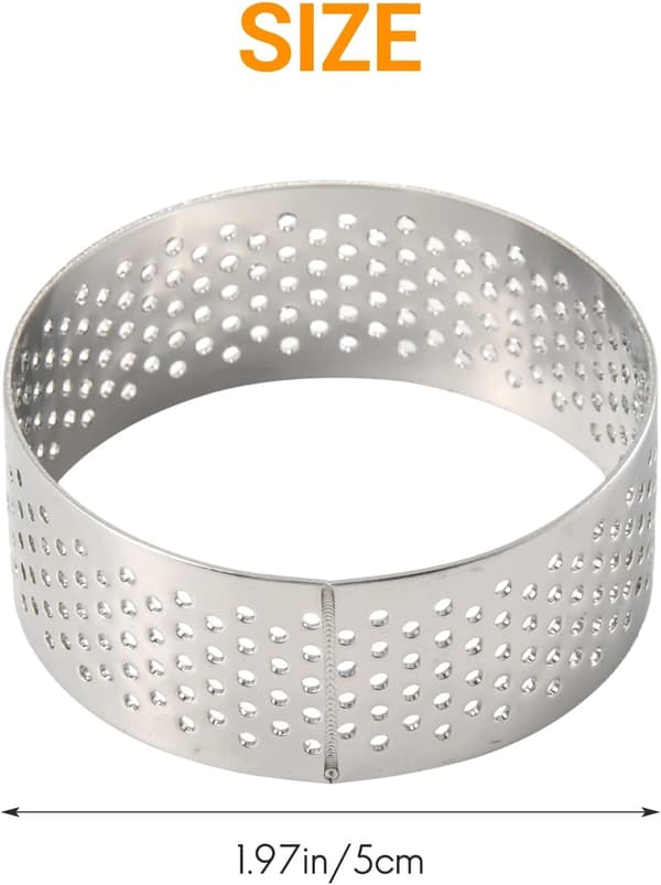 10-pakning 5 cm tertering i rustfritt stål, varmebestandig perforert kakemoussering, rund ring