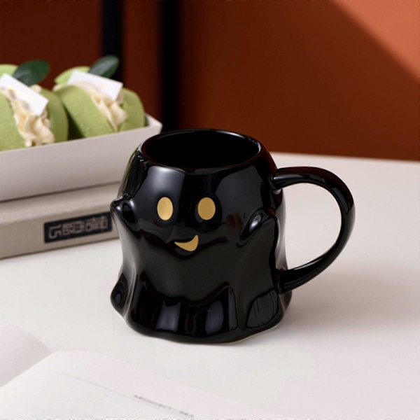 14oz Halloween Spøkelseskopp Søt Keramisk Spøkelseskopp Koselig Spøkelsesdekorasjon Skummel Spøkelseskopp Ghostface-kopp Kaffebeger For Voksne Barn Kvinner Høytid Black One size