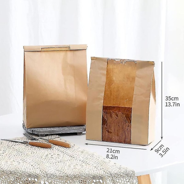 25pcs Bread Bags Paper Bakery Bag With Window For Sourdough Loaf