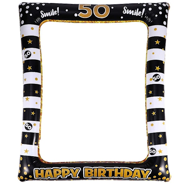 1pc Birthday Inflatable Photo Frame Festival Photo Props Party Supply For Age 50