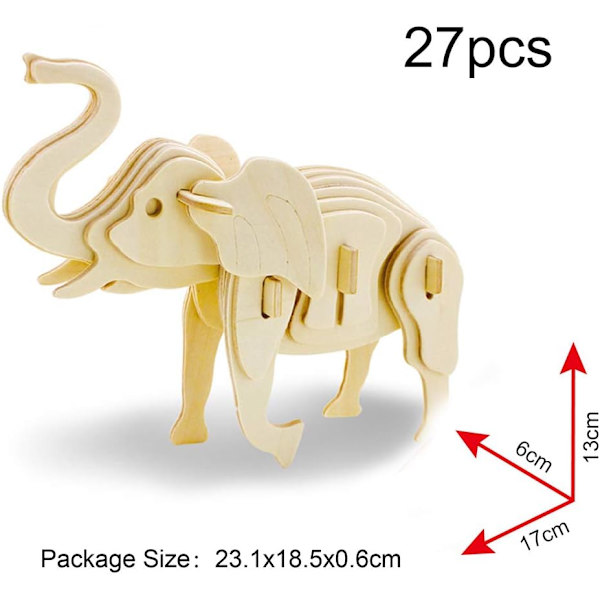3D træpuslesæt (hest, kanin, påfugl)